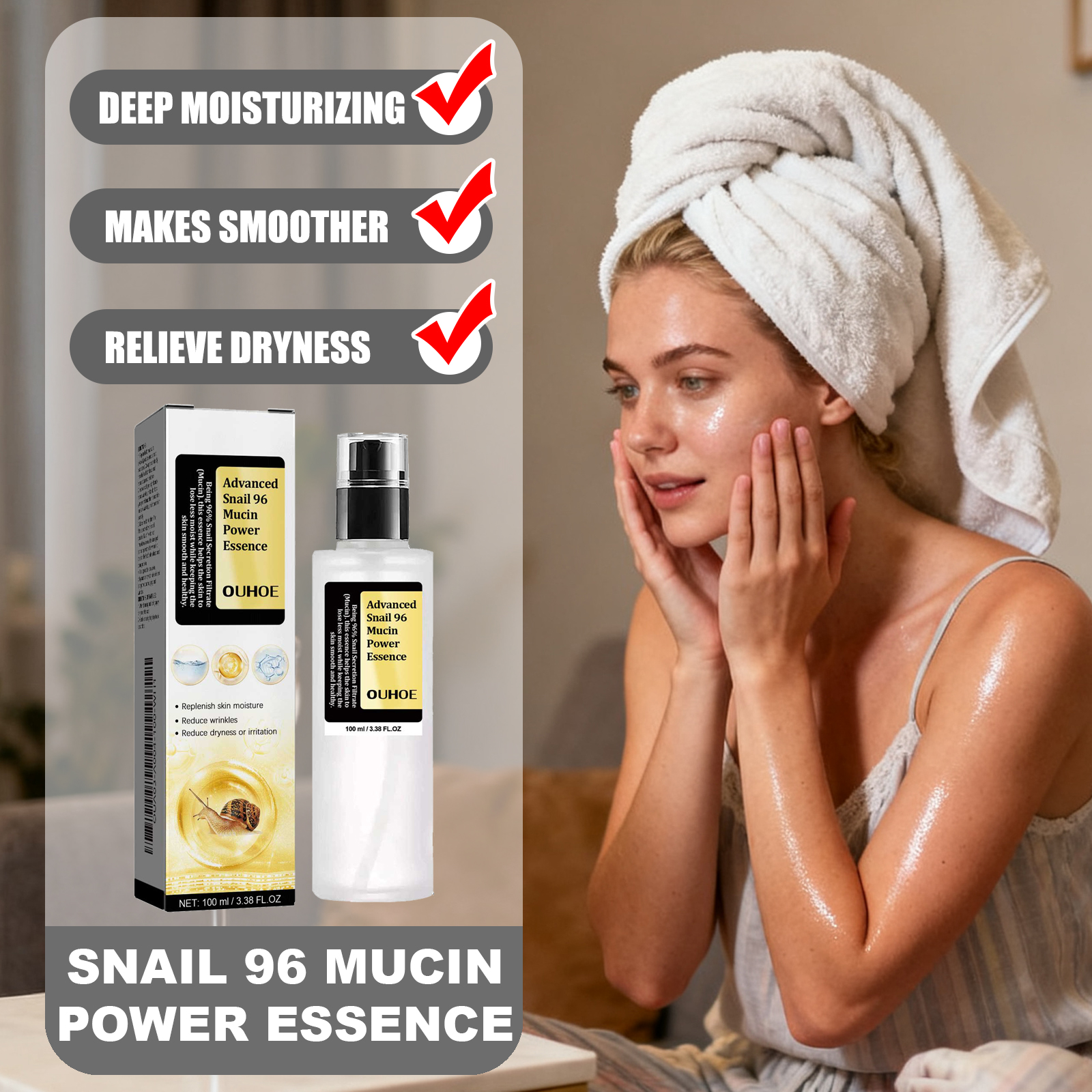 OUHOE Snail 96 Mucin Moisturiz - Snail Mucin Essence reseña y precio