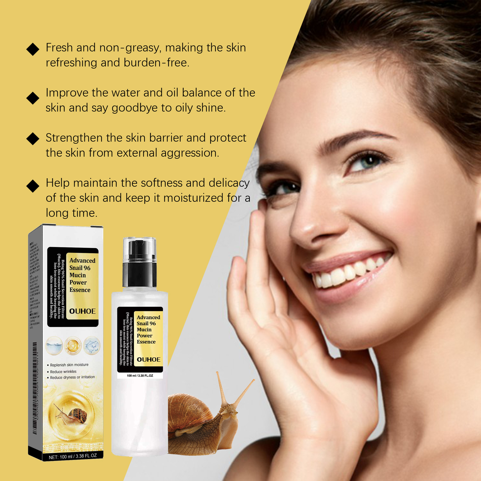 OUHOE Snail 96 Mucin Moisturiz - Snail Mucin Essence reseña y precio